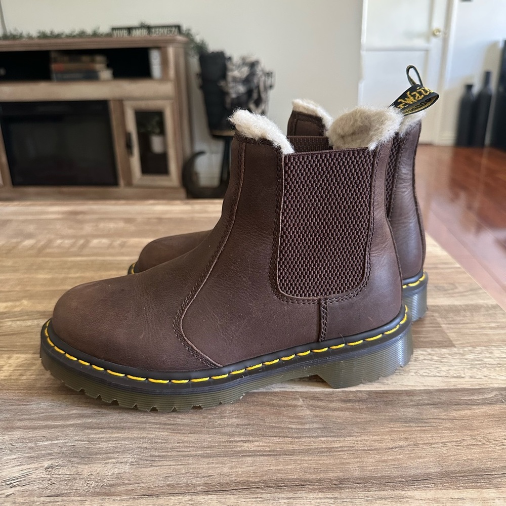 Dr. Martens Fur Leonore Brown Boot - Women Sz 6